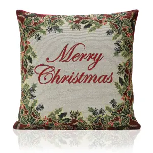 Merry 18" Tapestry Christmas Cushion