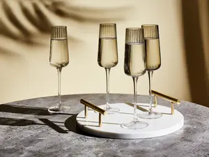 Set of 4 Champagne Flutes QUARTZ Grey