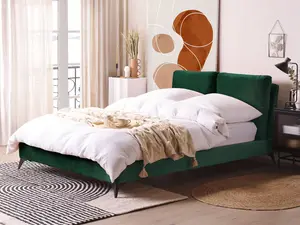 Velvet EU Double Size Bed Green MELLE