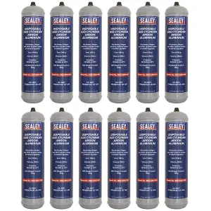 Sealey Gas Cylinder Disposable Argon Portable 100g 12 Pieces MIG/ARG/100/12