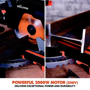 Evolution 2000W 240V 255mm Corded Sliding mitre saw R255SMS