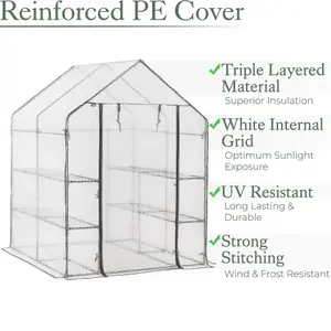 Walk In Greenhouse 8 Shelf 6ft Garden Grow House Reinforced Cover