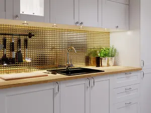 Glass mosaic on mesh for bathroom or kitchen 300mm x 300mm - Pure Gold