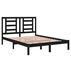 Berkfield Bed Frame Black Solid Wood Pine 140x200 cm