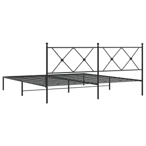 Berkfield Metal Bed Frame without Mattress with Headboard Black 183x213cm