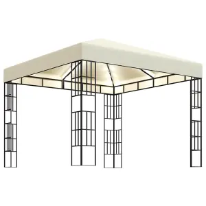 Berkfield Gazebo with LED String Lights 3x3 m Cream