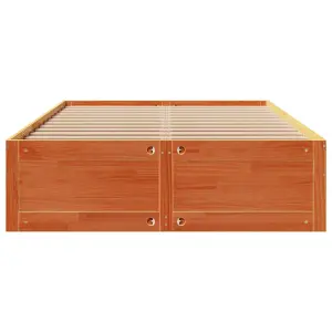 Berkfield Bed Frame without Mattress with Drawers Wax Brown 150x200 cm King Size Solid Wood Pine