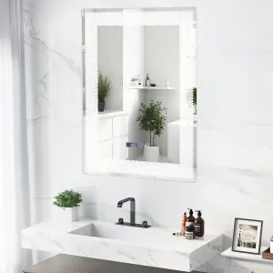 Costway Bathroom Led Vanity Mirror Dimmable Vanity Wall Mirror w/3 Colors Lights