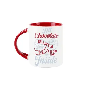 Purely Home Hot Chocolate Mug & Spoon Set - Red Ceramic Tea Coffee Gift/Present