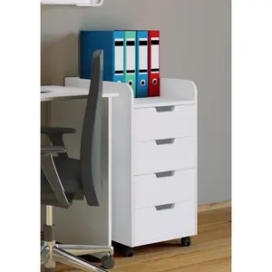 Fordham 40cm Wide 4 -Drawer Mobile Solid Wood File Cabinet White