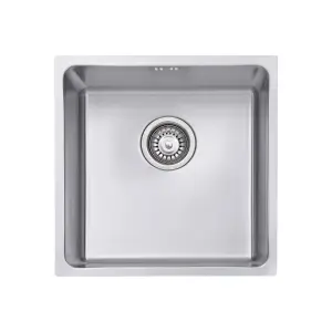 JASSFERRY Undermount Stainless Steel Kitchen Sink 1 Single Deep Square Bowl, 440 x 440 mm