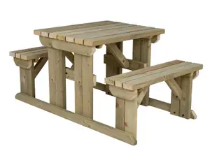 Abies wooden picnic bench and table set, outdoor dining set (3ft, Natural finish)