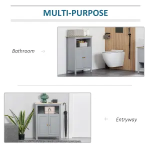 kleankin Bathroom Floor Storage Cabinet Standing Unit W/ Doors Adjustable Shelf