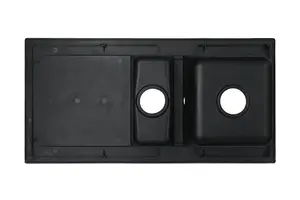 Liquida KAV150BL 1.5 Bowl Composite Reversible Black Kitchen Sink And Waste Kit