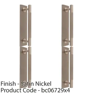 4 PACK - Lined Reeded Drawer Pull Handle & Matching Backplate - Satin Nickel 168 x 40mm