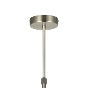 nielsen Langley 3 Light Industrial Chandelier, Matt White and Satin Nickel Finish, 50cm Wide