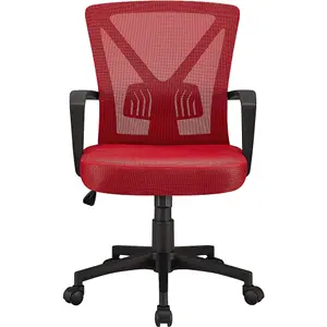 Yaheetech Ergonomic Mid-back Swivel Mesh Office Chair - Red