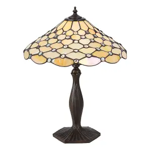 Luminosa Tiffany Pearl 1 Light Medium Pearl Table Lamp Dark Bronze