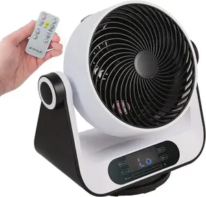 Neostar Remote Controlled Tabletop Oscillating Fan - 4 Speed, LCD Display, Portable, Whisper Quiet - H35 x W34 x D20.5cm