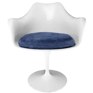 White Tulip Armchair with Luxurious Navy Cushion