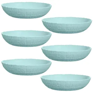 URBNLIVING 4cm Height Turquoise Glass Decorative Small Salad Serving Bowls Set of 6