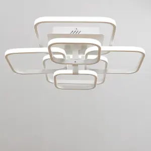 6 Lamp Square Modern Acrylic LED Energy Efficient Semi Flush Ceiling Light Fixture Cool White