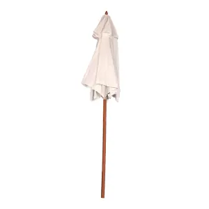 Oypla 2.1m Wooden White Garden Parasol Outdoor Patio Umbrella Canopy