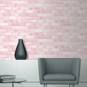 Glitter Brick Wallpaper Pink Debona 9806