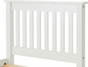 Monaco Single Solid Pine High Foot End Bed Frame in White