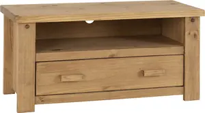 Tortilla Flat Screen TV Unit 1 Drawer in Distressed Wax Pine