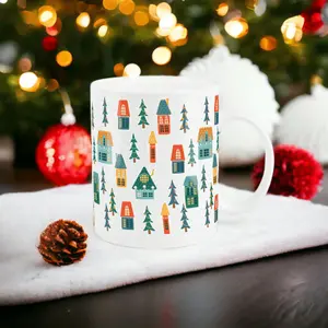 Purely Home Christmas Houses Mug - Xmas Novelty Gift Tea/Coffee Bone China Cup Present