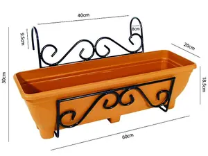 Balcony/Fence Holder - Scrolled Back Planter Holder - Terracotta