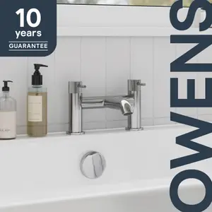 GoodHome Owens Gloss Chrome effect Deck-mounted Manual Double Bath Filler Tap