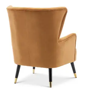 Velvet Gold Camila Accent Wingback Chair with Footstool