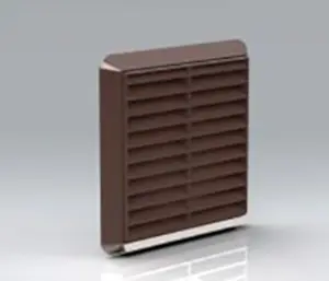 100mm External Brown Louvered Grille Vent (4" Spigot)