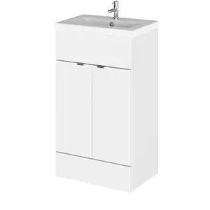 Ceramic 500mm Free-Standing Single Vanity Unit Gloss White