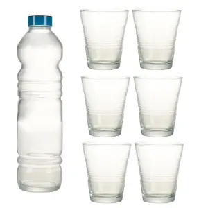 URBNLIVING 32cm Height Water Bottle Jug & 6 Drinking Glasses Tumblers  Glassware Set