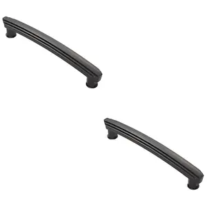 2 PACK - Art Deco Kitchen Pull Handle - Matt Black - 160mm Centres Shaker Cabinet Drawer