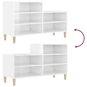 Berkfield Shoe Cabinet High Gloss White 102x36x60 cm Engineered Wood