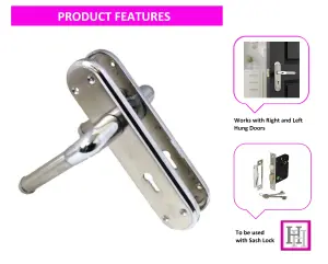 Marina Door Handle Two Tone Lock Lever - Chrome and Satin by Betley Butterfly