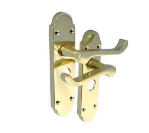 Epsom Door Handle Bath Privacy Lock Scroll Lever - Brass