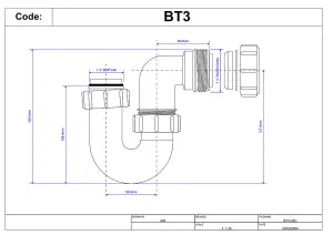 McAlpine BT3 75mm Water Seal Tubular Low Inlet Swivel 'P' Trap with 1" Multifit Outlet