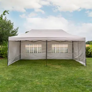 Pop Up 6x3 Gazebo With Sides Beige