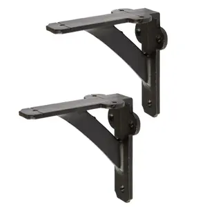 Hammer & Tongs Iron Shelf Bracket - D100mm - Black - Pack of 2