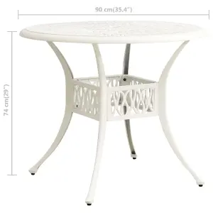 Berkfield Garden Table White 90x90x74 cm Cast Aluminium