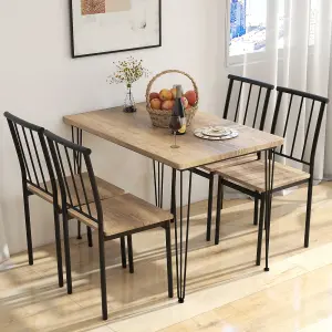 Costway 5-Piece Dining Table Set Kitchen Table 4 Chairs Set with Metal Frame