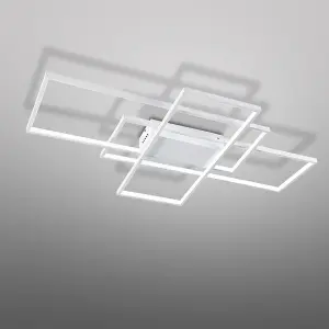 3 Layered Neutral Style Rectangular Acrylic LED Semi Flush Ceiling Light Fixture 110cm Cool White