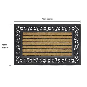 JVL Karina Rubber Tuffscrape Coir Doormat 45x75 cm