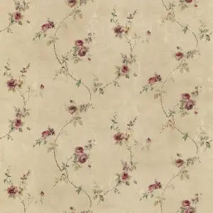 Galerie Rose Garden Beige Roses on Vines Smooth Wallpaper