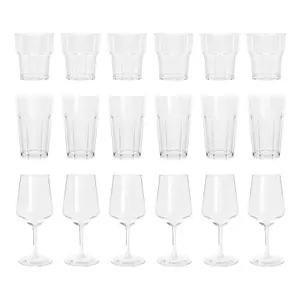 Reusable Plastic Glassware 18-Piece Set